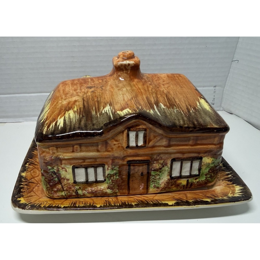 Vintage Cottage shaped butter/cheese dish - Made in England by Price Bros. PO 42